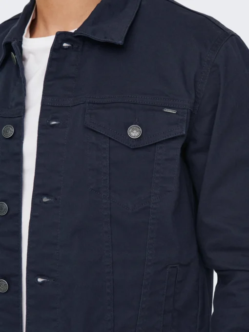 Only & Sons Spijkerjassen Tussenjas COIN Heren Navy - Afbeelding 6