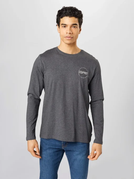 ESPRIT Longsleeves Shirt Heren Donkergrijs - Afbeelding 3