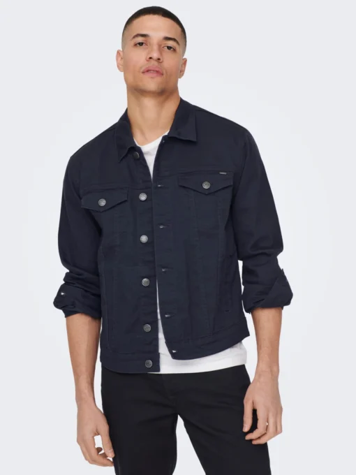 Only & Sons Spijkerjassen Tussenjas COIN Heren Navy - Afbeelding 3