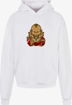 F4NT4STIC Hoodies Sweatshirt Happy Cyber Buddha CYBERPUNK STYLES Heren Wit