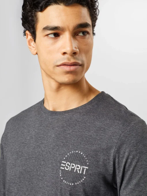 ESPRIT Longsleeves Shirt Heren Donkergrijs - Afbeelding 2